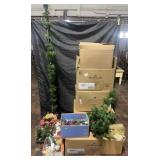 Artificial Christmas tree, decorations, lights