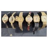 6 vintage ladies watches, Bulova, Saxony, Jules