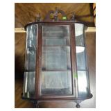 Wood and glass wall cabinet, 19' x 5' x 27' high