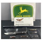 Group of knives, signs and baton, Barlow,