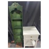 2 drawer side table and tall shelf, 25'-54' high