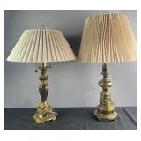 Pair of brass table lamps, 26'-30' high