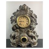 Antique bronze figural mantle clock with chime,