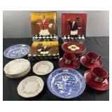 Group of decorated porcelain, 2-'Willow' bowls,