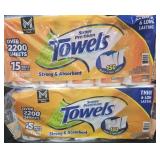 2- Super Premium Paper Towels 15 rolls per pack