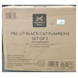 Pre lit black cat pumpkins set of 2
