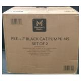 Pre lit black cat pumpkins set of too