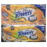 2- Super Premium Paper Towels 15 rolls per pack