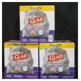 3 Glad max strength 120ct  13gal  tall kitchen