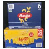 6pk boxes Barilla elbows 1lb ea  12ct Velveeta