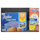 Ziploc Quart size bags 216 count. Hefty 13 gallon
