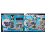2 power flex 200ct tall kitchen bags 13gal