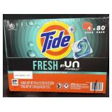 box of 4 bags of tide pods.