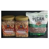 2 Whole cashews 33oz. Pecan pieces 24oz nature