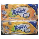 2- Super Premium Paper Towels 15 rolls per pack