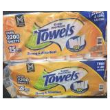 2- Super Premium Paper Towels 15 rolls per pack