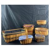 6 Longaberger baskets and snowman stand, 6ï¿½-23ï¿½