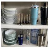 Group of dishes, cups and tumblers, Yeti, Yogi &