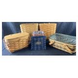 5 Longaberger baskets, 2 with liners, 4.5ï¿½-9.5ï¿½