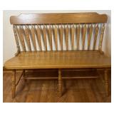 Oak entry bench, 49ï¿½ x 20ï¿½ x 35ï¿½ high