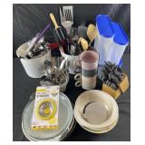 Group of utensils, knives, bakeware and more