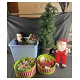 Group of Christmas decorations, ornaments, seated
