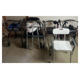 6 medical walkers, stool, canes,  grabbers & more