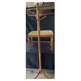 Wooden hall tree with rotating top, bench with