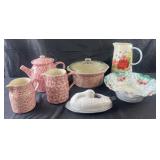 Group of decorated porcelain and pottery, Gerald