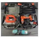 B&D jigsaw & 12v cordless swivel, Makita disc