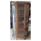 Oak curio cabinet with upper & lower doors, 3