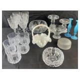 Group of decorated glassware, crystal bowl,