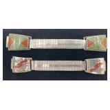 2 Navajo Sterling, Turquoise and Coral