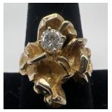 14k gold and diamond ring, size 9, 7.32 dwt