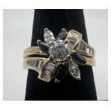 14k gold, diamond & sapphire ring, size 6.5, 3.10