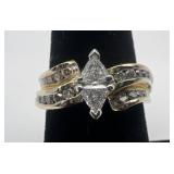 14k gold and diamond ring, size 7, 3.35 dwt