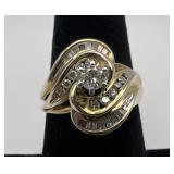 14k gold and diamond ring, size 6.5, 3.57 dwt