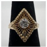 14k gold and diamond ring, size 5, 1.69 dwt