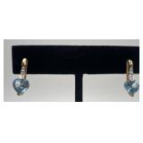 10k gold blue topaz & diamond earrings, 1.46 dwt,