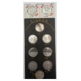 6 silver Franklin half dollars, 3 silver Standing