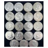 19 Kennedy half dollars, 1966-1969