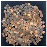 Collection of US cents, wheat and Lincoln