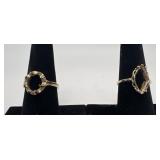 2 14k gold rings, size 6.5 & 7, 4.18 dwt, missing