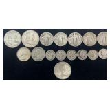 Group of US & Canadian Silver coins, 2 Franklin