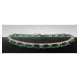 14k gold, emerald & diamond bracelet, 7' long,