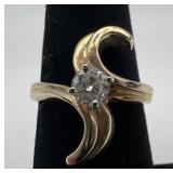 14k gold and diamond ring, size 6, 3.14 dwt
