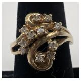 14k gold and diamond ring, size 6.5, 2.73 dwt,