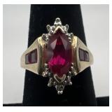 10k gold, ruby & diamond ring, size 6.5, 2.16 dwt