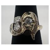14k gold and diamond ring, size 6, 3.47 dwt