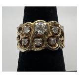 14k gold and diamond ring, size 6, 4.41 dwt